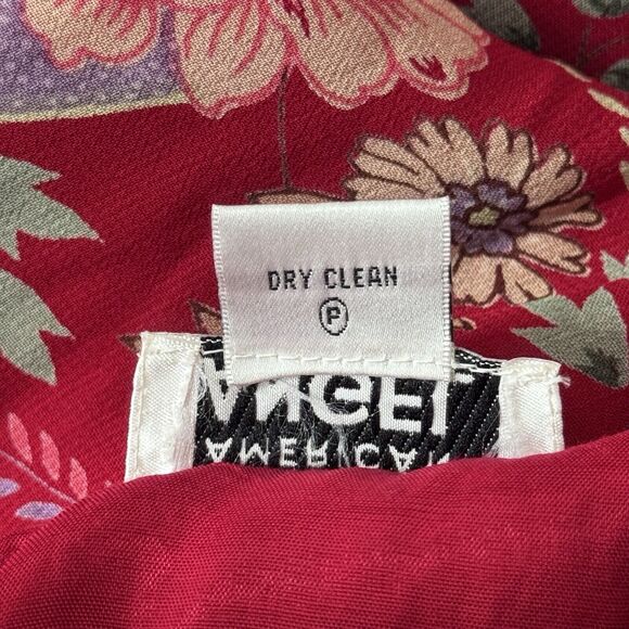 American Ange Dress Womens 10 Red Pink Paisley Asymmetric Midi‎ 90s Y2K Vintage - Picture 8 of 9